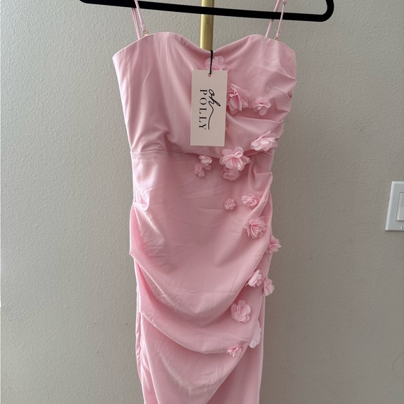 Oh Polly! Aveline Draped Floral-Appliqué Maxi Dress in Blush - Picture 3 of 12